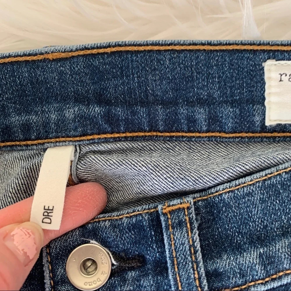 Rag & Bone Dre Slim Boyfriend Jean Java Blue w/Holes Raw Hem Distressed Denim 25 - Picture 7 of 11